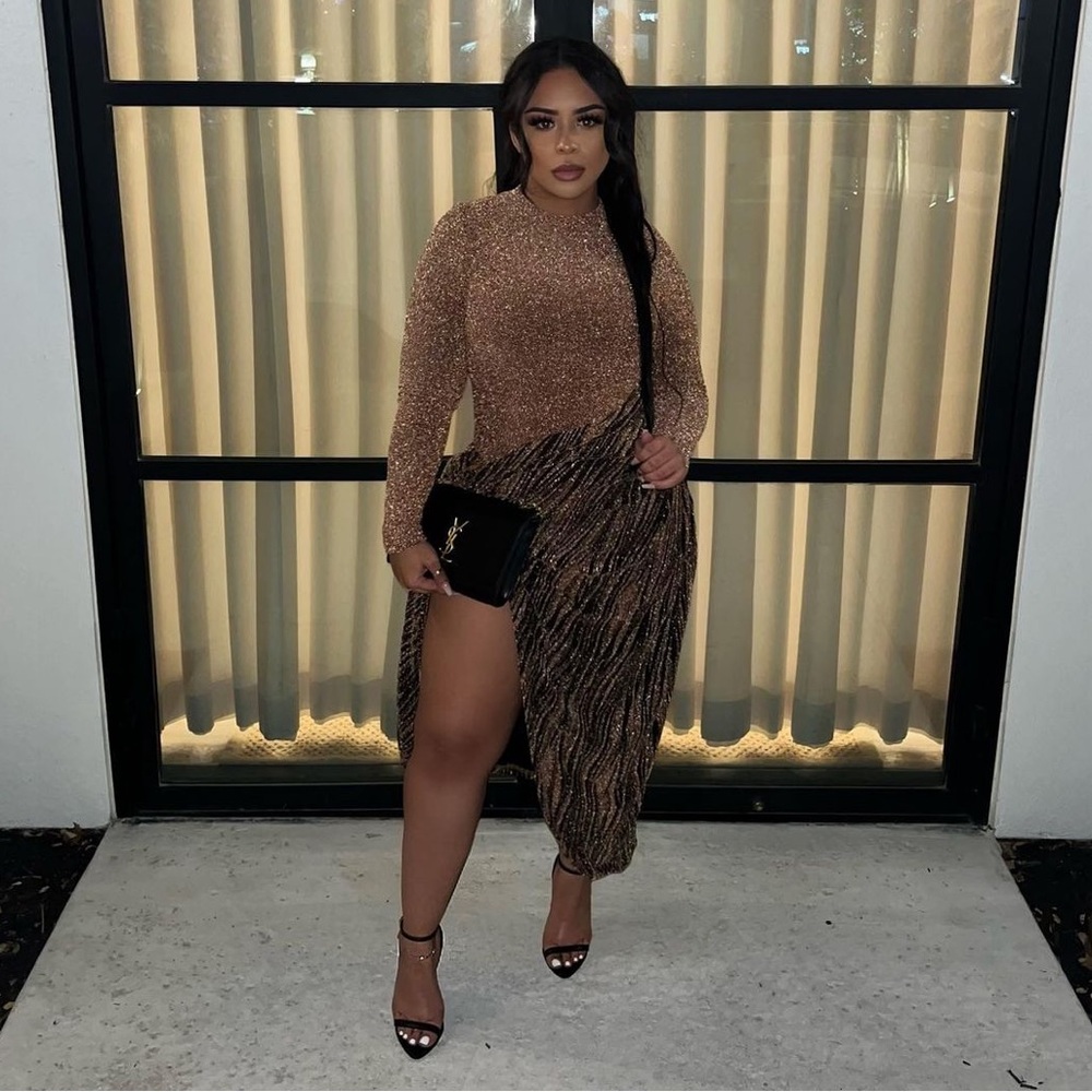 Gold/Black Untamed Slit Dress
